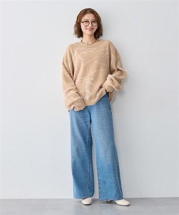 anyfee 【anyfee/大きいサイズ】ニュアンス柄ショートフェザーニット(2025AW)_subthumb_2