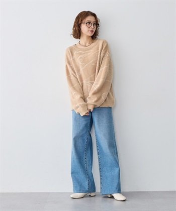 anyfee 【anyfee/大きいサイズ】ニュアンス柄ショートフェザーニット(2025AW)_subthumb_4