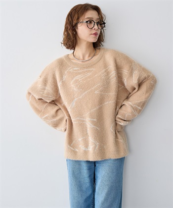 anyfee 【anyfee/大きいサイズ】ニュアンス柄ショートフェザーニット(2025AW)_subthumb_7