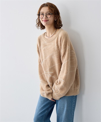 anyfee 【anyfee/大きいサイズ】ニュアンス柄ショートフェザーニット(2025AW)_subthumb_8