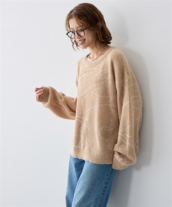 anyfee 【anyfee/大きいサイズ】ニュアンス柄ショートフェザーニット(2025AW)_subthumb_11