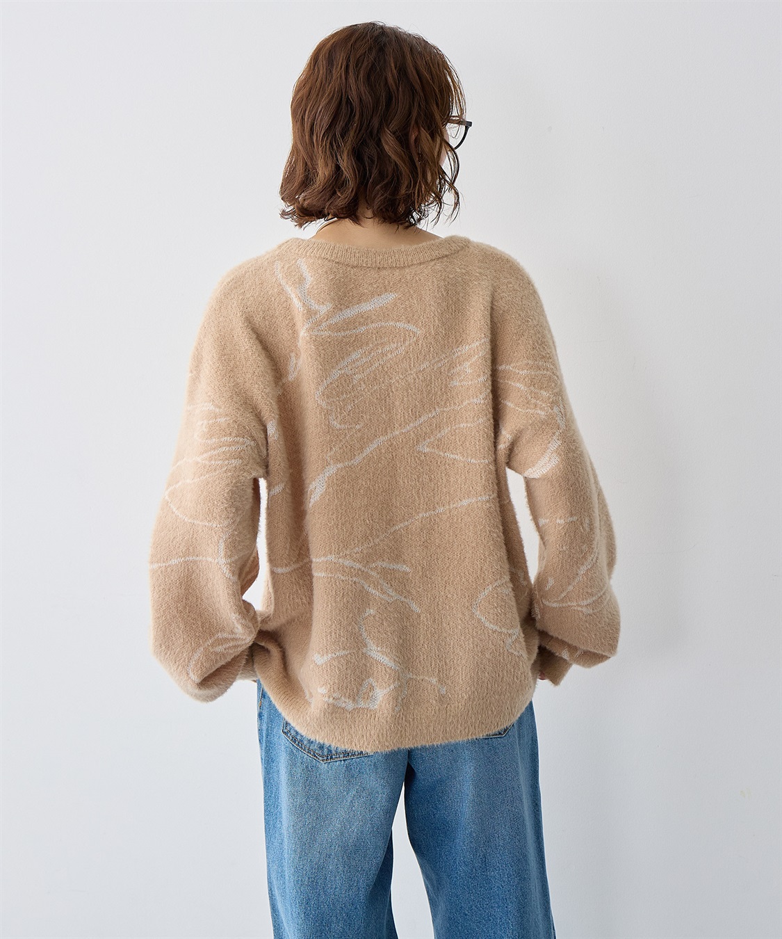 anyfee 【anyfee/大きいサイズ】ニュアンス柄ショートフェザーニット(2025AW)_sub_12