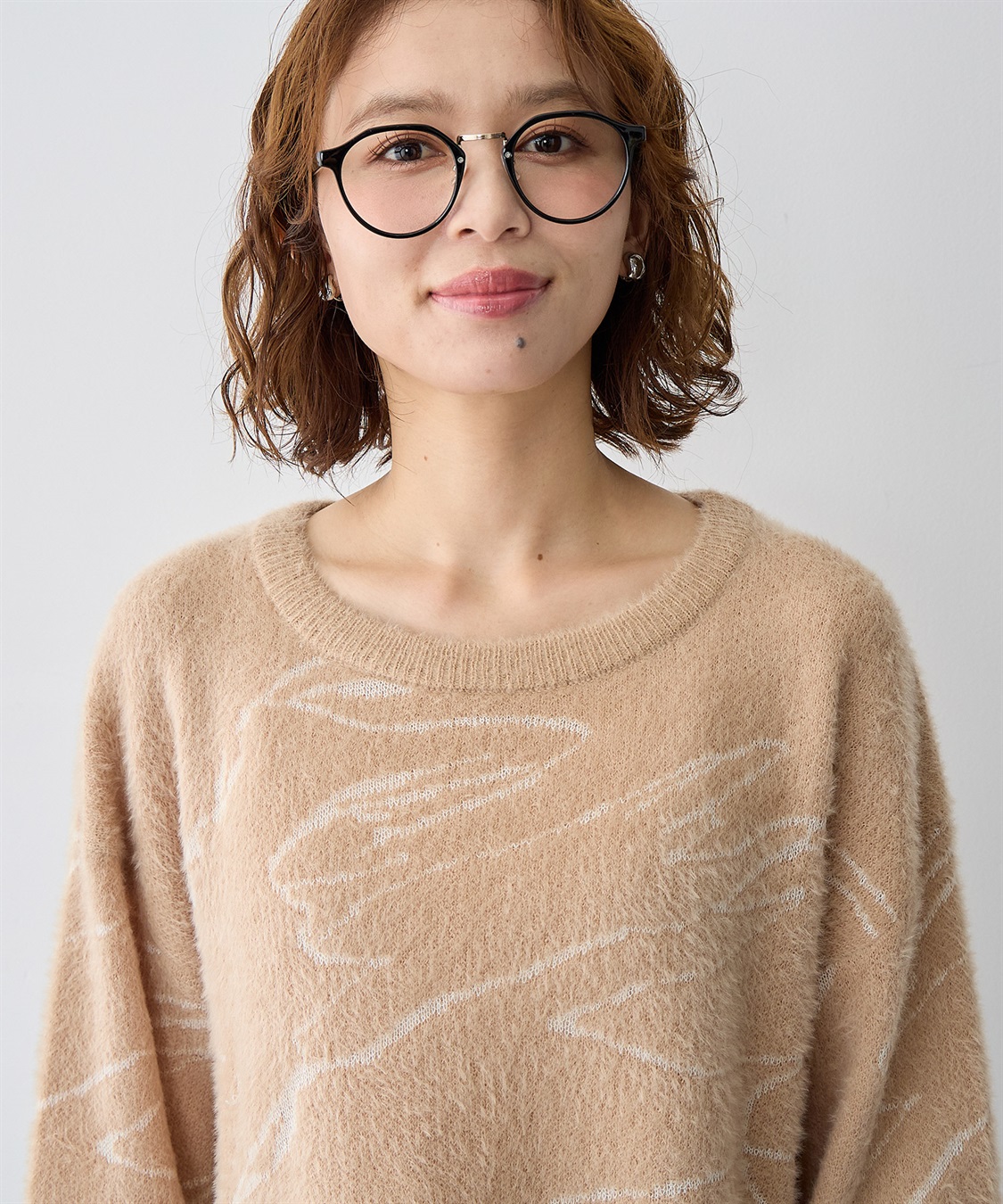 anyfee 【anyfee/大きいサイズ】ニュアンス柄ショートフェザーニット(2025AW)_sub_13