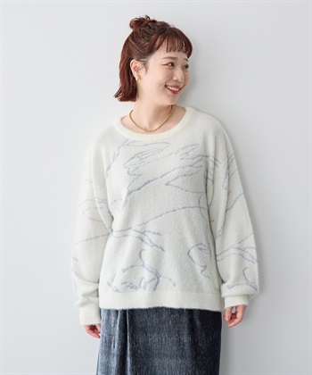anyfee 【anyfee/大きいサイズ】ニュアンス柄ショートフェザーニット(2025AW)_subthumb_16