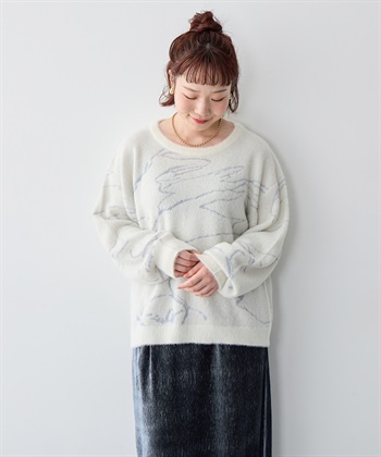 anyfee 【anyfee/大きいサイズ】ニュアンス柄ショートフェザーニット(2025AW)_subthumb_17