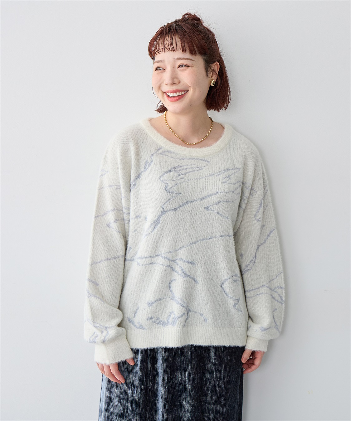 anyfee 【anyfee/大きいサイズ】ニュアンス柄ショートフェザーニット(2025AW)_sub_18