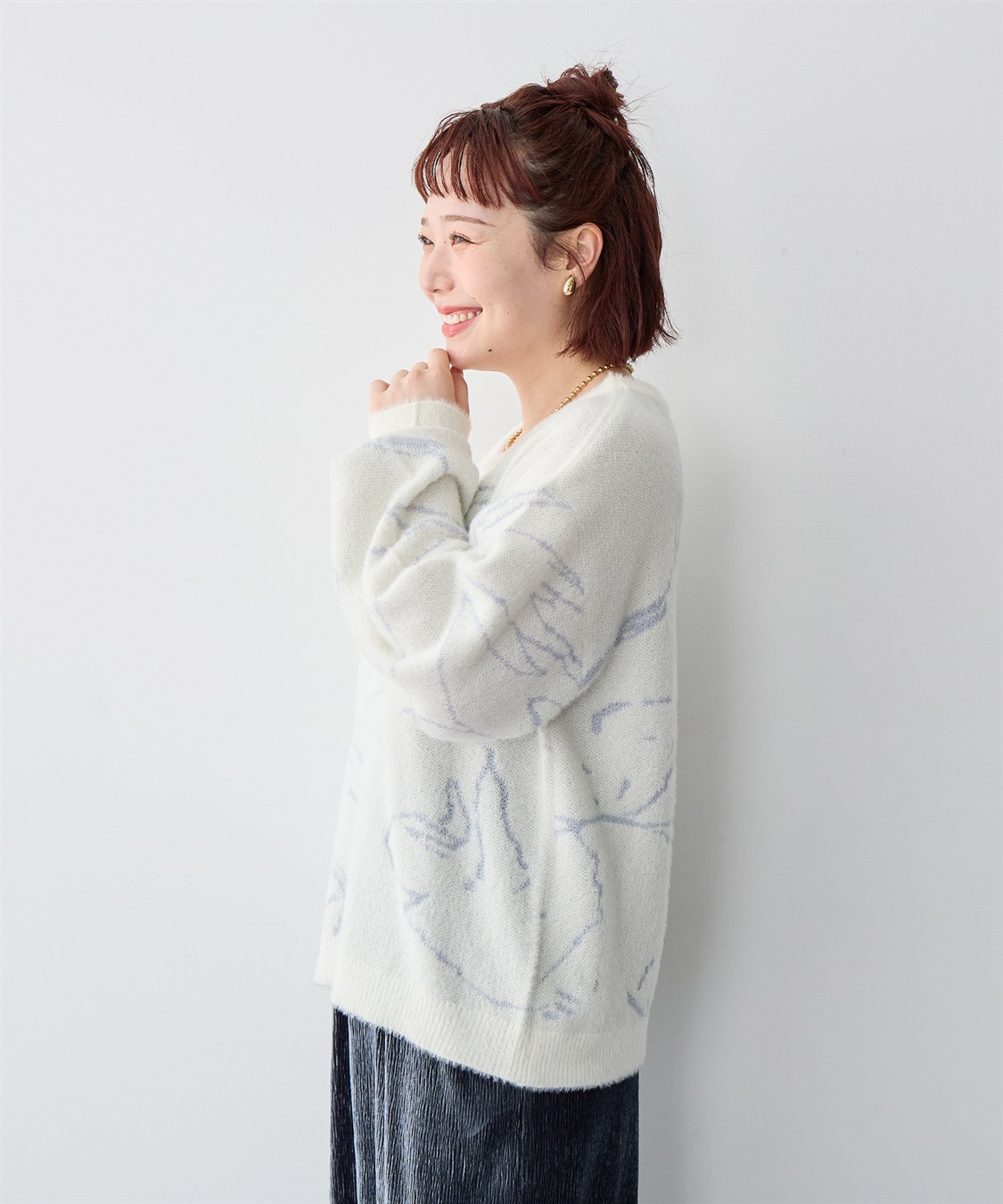 anyfee 【anyfee/大きいサイズ】ニュアンス柄ショートフェザーニット(2025AW)_sub_19