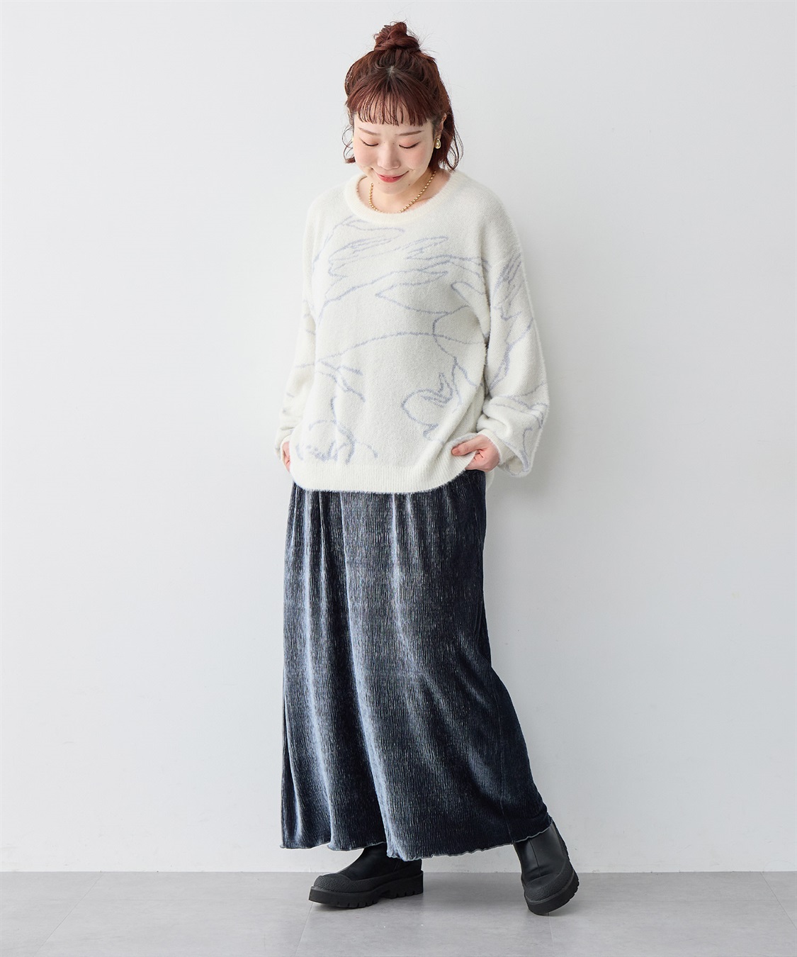 anyfee 【anyfee/大きいサイズ】ニュアンス柄ショートフェザーニット(2025AW)_sub_22