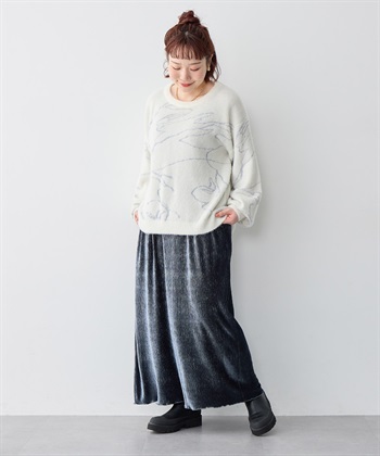 anyfee 【anyfee/大きいサイズ】ニュアンス柄ショートフェザーニット(2025AW)_subthumb_22