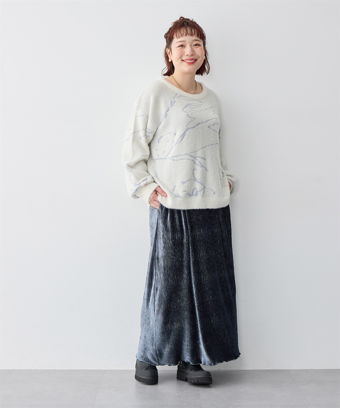 anyfee 【anyfee/大きいサイズ】ニュアンス柄ショートフェザーニット(2025AW)_sub_23