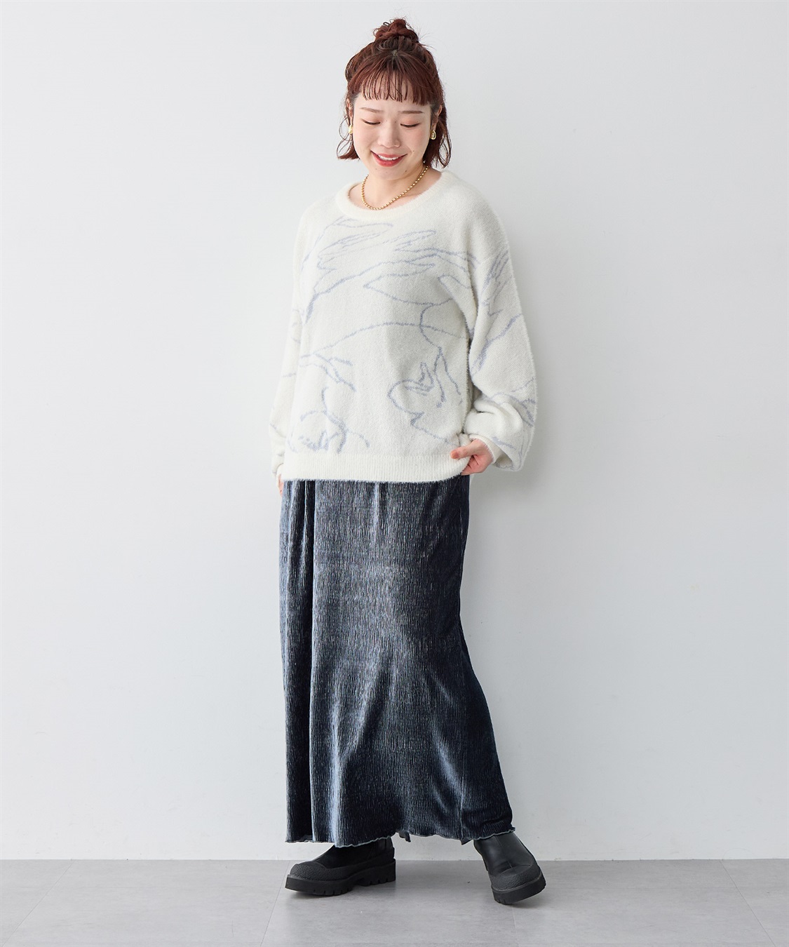 anyfee 【anyfee/大きいサイズ】ニュアンス柄ショートフェザーニット(2025AW)_sub_24