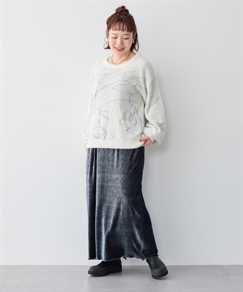 anyfee 【anyfee/大きいサイズ】ニュアンス柄ショートフェザーニット(2025AW)_subthumb_24