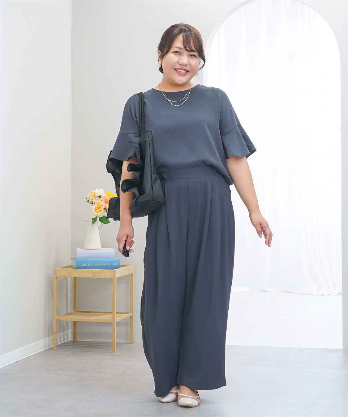 anyfee 【anyfee/大きいサイズ】サマラク多タックワイドパンツ《HINAコラボ》_sub_2