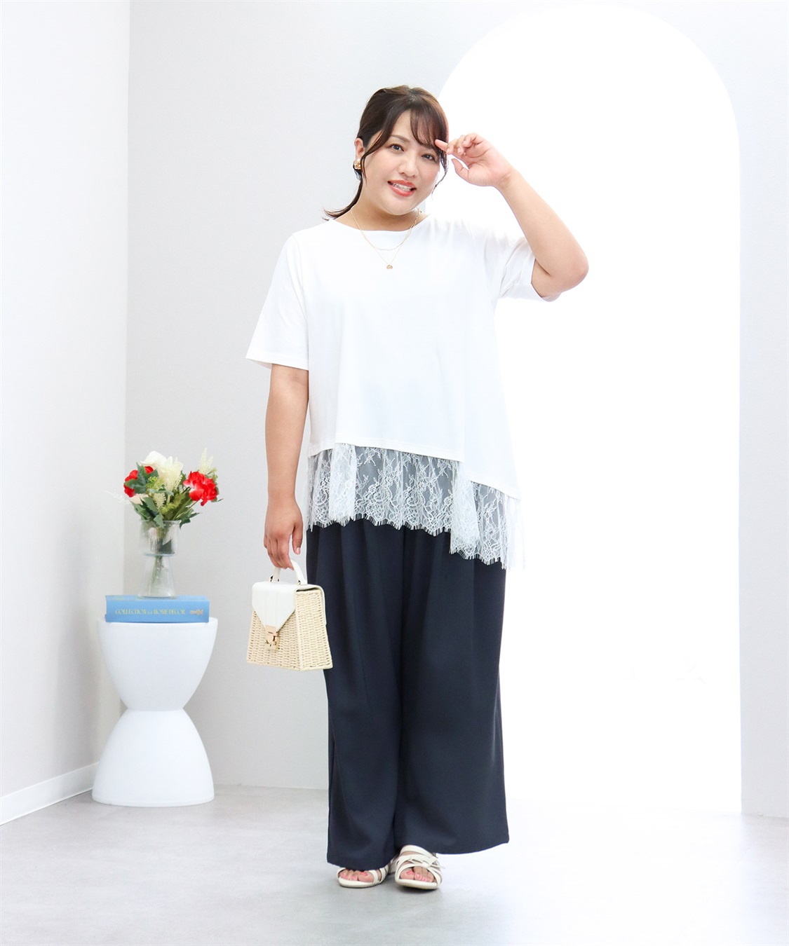 anyfee 【anyfee/大きいサイズ】サマラク多タックワイドパンツ《HINAコラボ》_sub_4