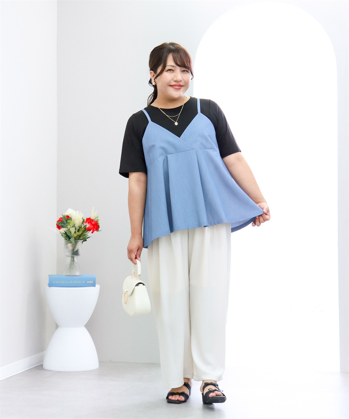 anyfee 【anyfee/大きいサイズ】サマラク多タックワイドパンツ《HINAコラボ》_sub_5