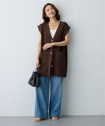 anyfee 【anyfee/大きいサイズ】金釦Vネックニットベスト/チュニック(2026SS)_subthumb_10