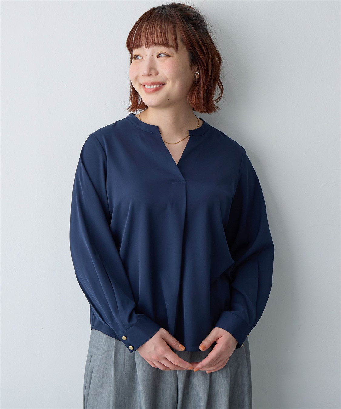 anyfee 【anyfee/大きいサイズ】とろみスキッパーブラウスチュニック_sub_24