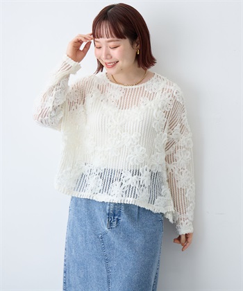 anyfee 【anyfee/大きいサイズ】3Dフラワーレースメッシュトップス_subthumb_14