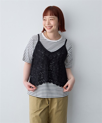anyfee 【anyfee/大きいサイズ】クロシェ風ニットビスチェ&Tシャツセット_subthumb_2