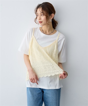 anyfee 【anyfee/大きいサイズ】クロシェ風ニットビスチェ&Tシャツセット_subthumb_13