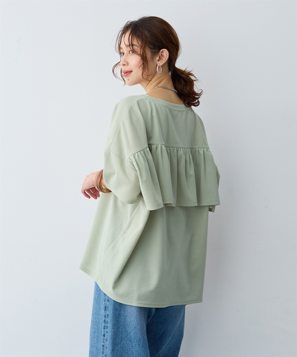 anyfee 【anyfee/大きいサイズ】バックフリルTシャツトップス_sub_4