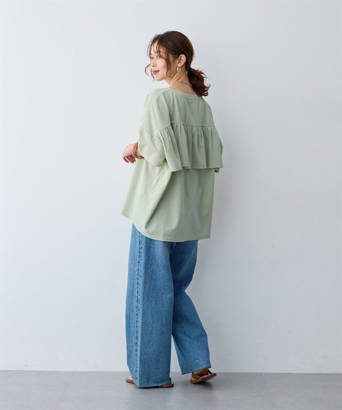 anyfee 【anyfee/大きいサイズ】バックフリルTシャツトップス_sub_9