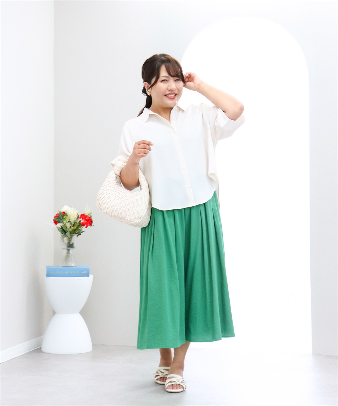 anyfee 【anyfee×HINAコラボ】丈が選べるスラブスカーチョ◆低身長サイズ有《大きいサイズ》_sub_5