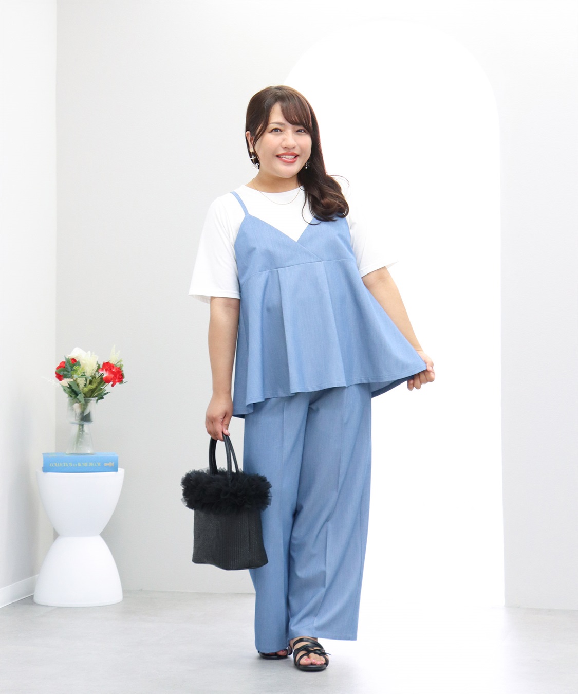 anyfee 【anyfee×HINAコラボ】デニムライクストレートパンツ《大きいサイズ》_sub_3