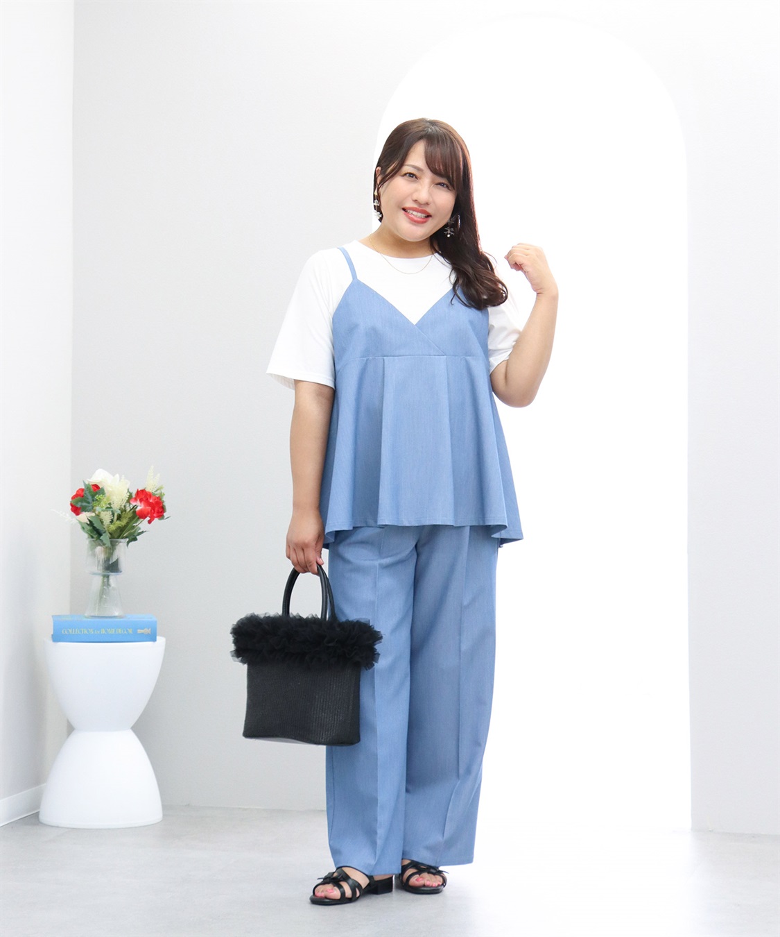 anyfee 【anyfee×HINAコラボ】デニムライクストレートパンツ《大きいサイズ》_sub_4