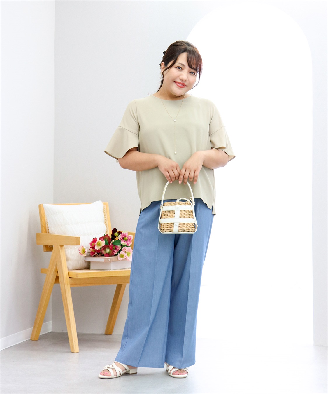 anyfee 【anyfee×HINAコラボ】デニムライクストレートパンツ《大きいサイズ》_sub_5