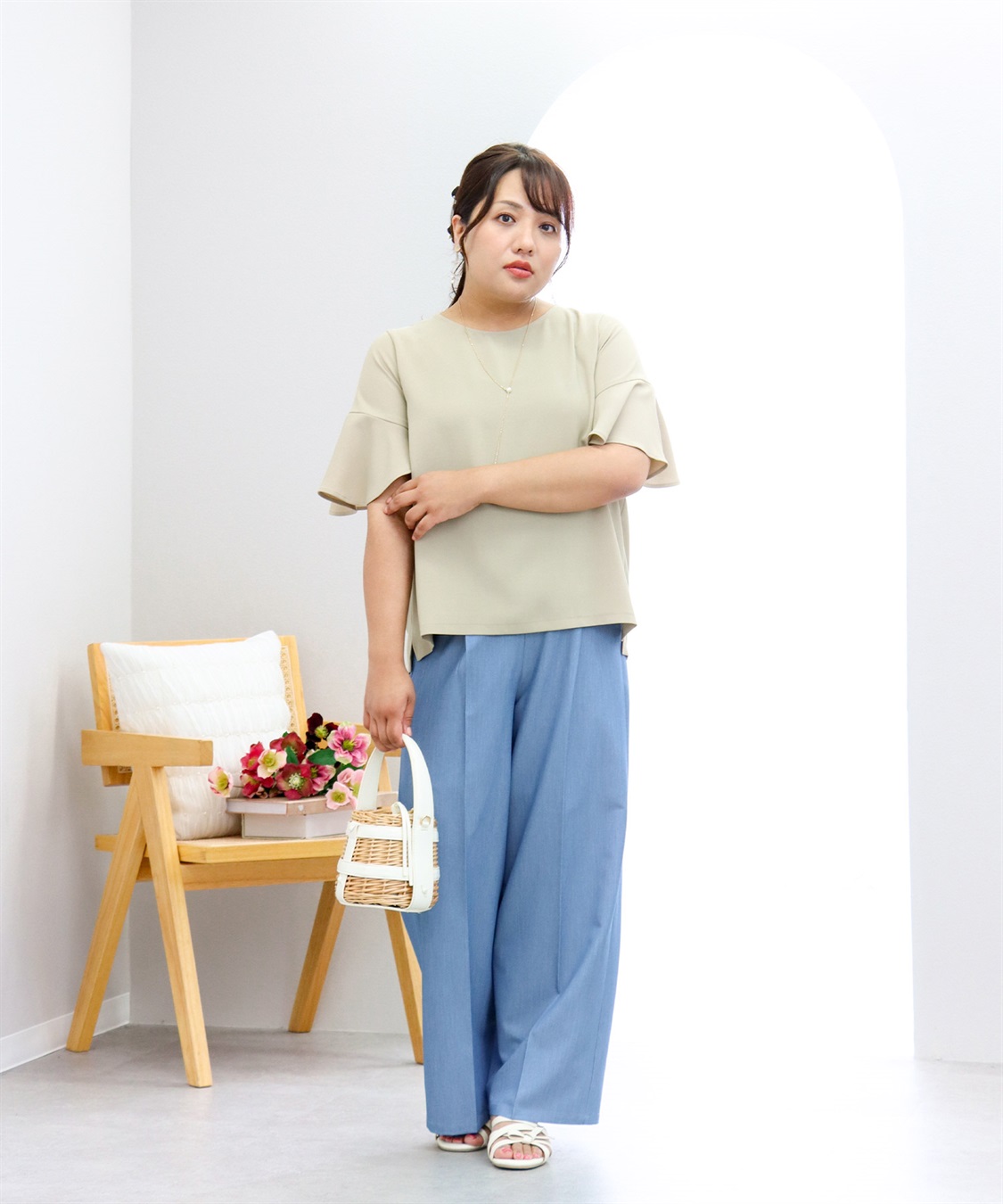 anyfee 【anyfee×HINAコラボ】デニムライクストレートパンツ《大きいサイズ》_sub_6