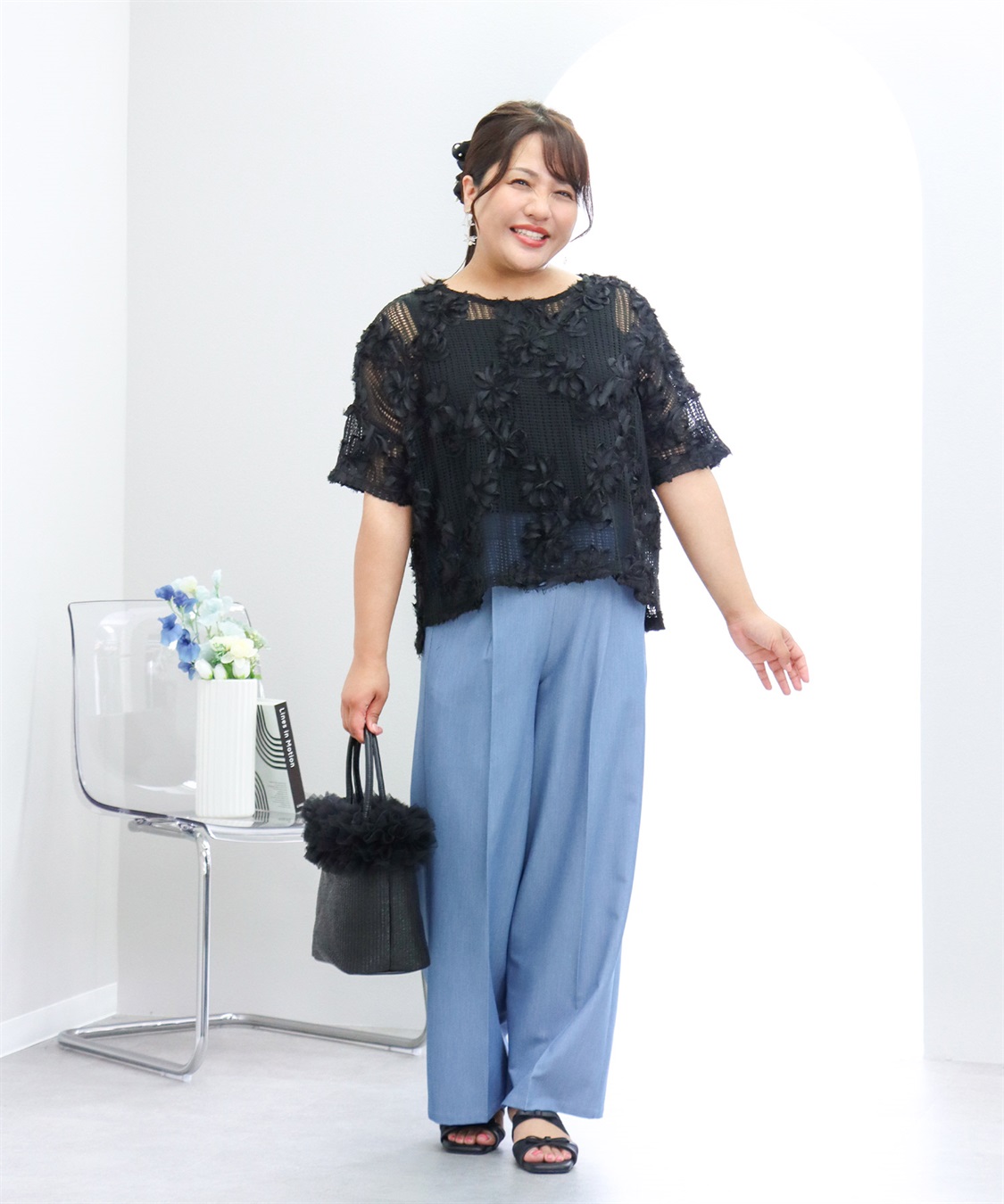 anyfee 【anyfee×HINAコラボ】デニムライクストレートパンツ《大きいサイズ》_sub_7