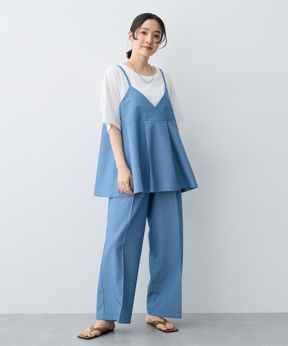 anyfee 【anyfee×HINAコラボ】デニムライクストレートパンツ《大きいサイズ》_sub_21