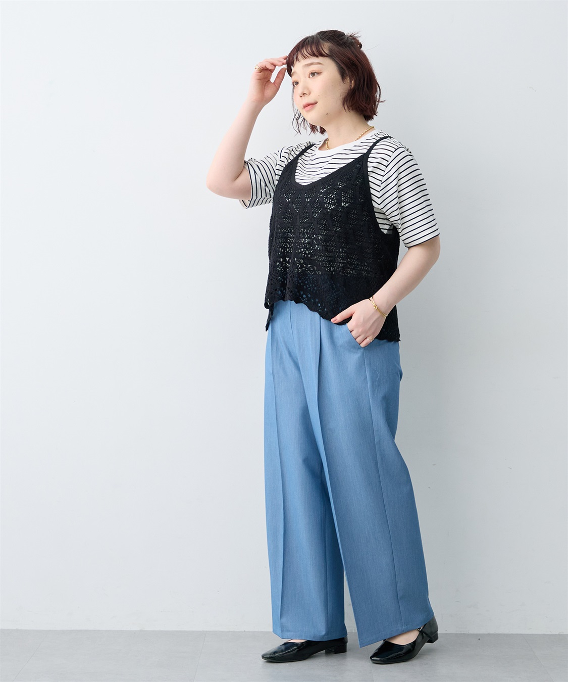 anyfee 【anyfee×HINAコラボ】デニムライクストレートパンツ《大きいサイズ》_sub_23