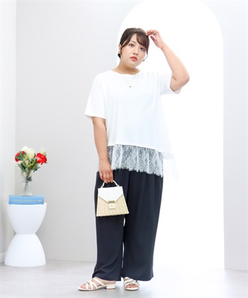 anyfee 【anyfee×HINAコラボ】アシンメトリー裾レースTシャツ《大きいサイズ》_subthumb_7