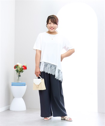 anyfee 【anyfee×HINAコラボ】アシンメトリー裾レースTシャツ《大きいサイズ》_subthumb_8