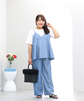 anyfee 【anyfee×HINAコラボ】デニムライクビスチェレイヤード風Tシャツ《大きいサイズ》_subthumb_1