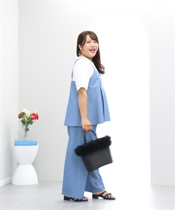anyfee 【anyfee×HINAコラボ】デニムライクビスチェレイヤード風Tシャツ《大きいサイズ》_subthumb_3