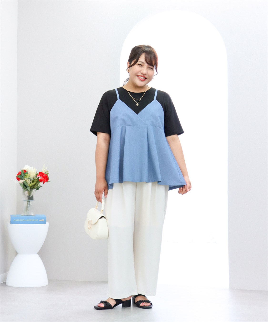 anyfee 【anyfee×HINAコラボ】デニムライクビスチェレイヤード風Tシャツ《大きいサイズ》_sub_5
