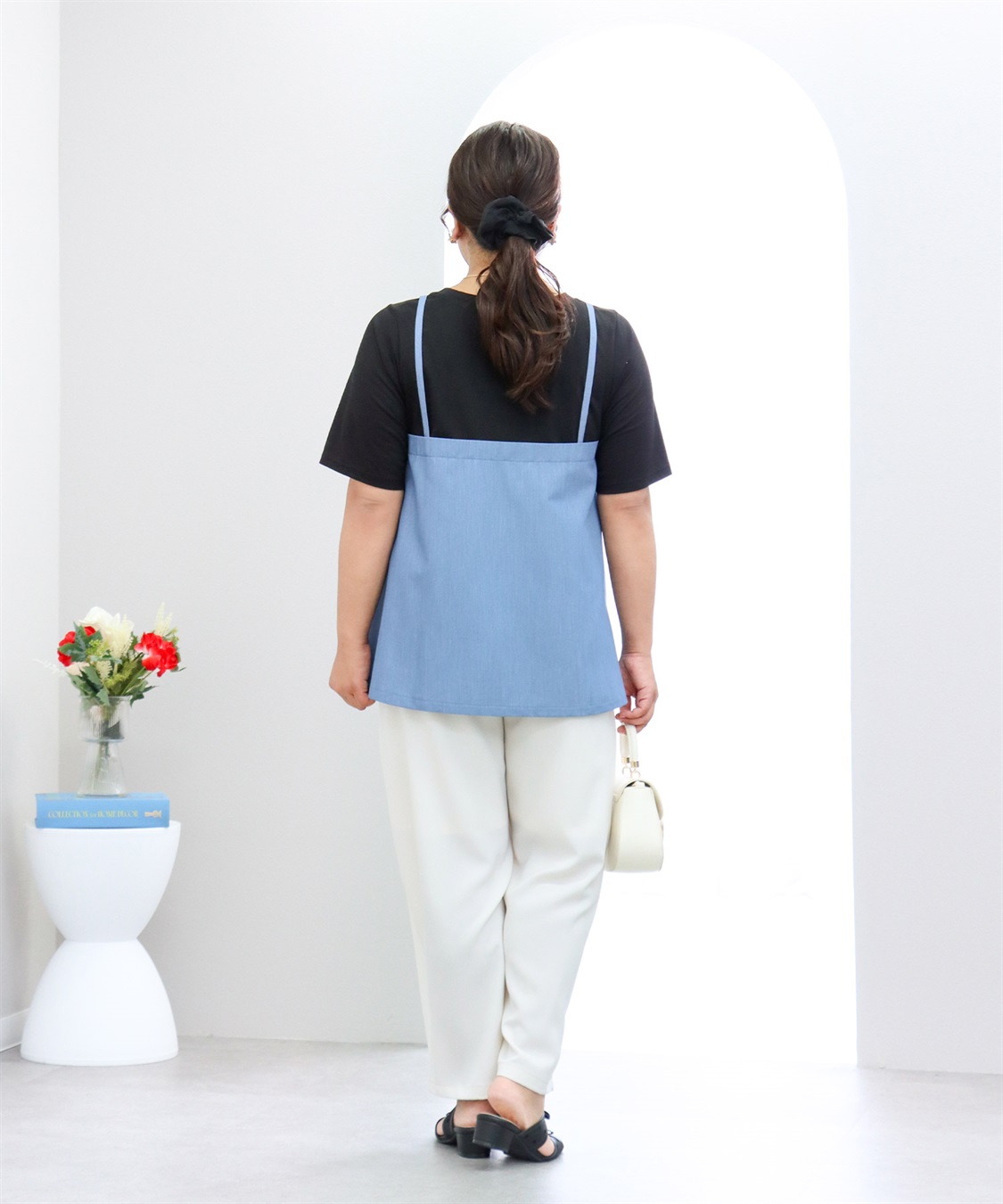 anyfee 【anyfee×HINAコラボ】デニムライクビスチェレイヤード風Tシャツ《大きいサイズ》_sub_6
