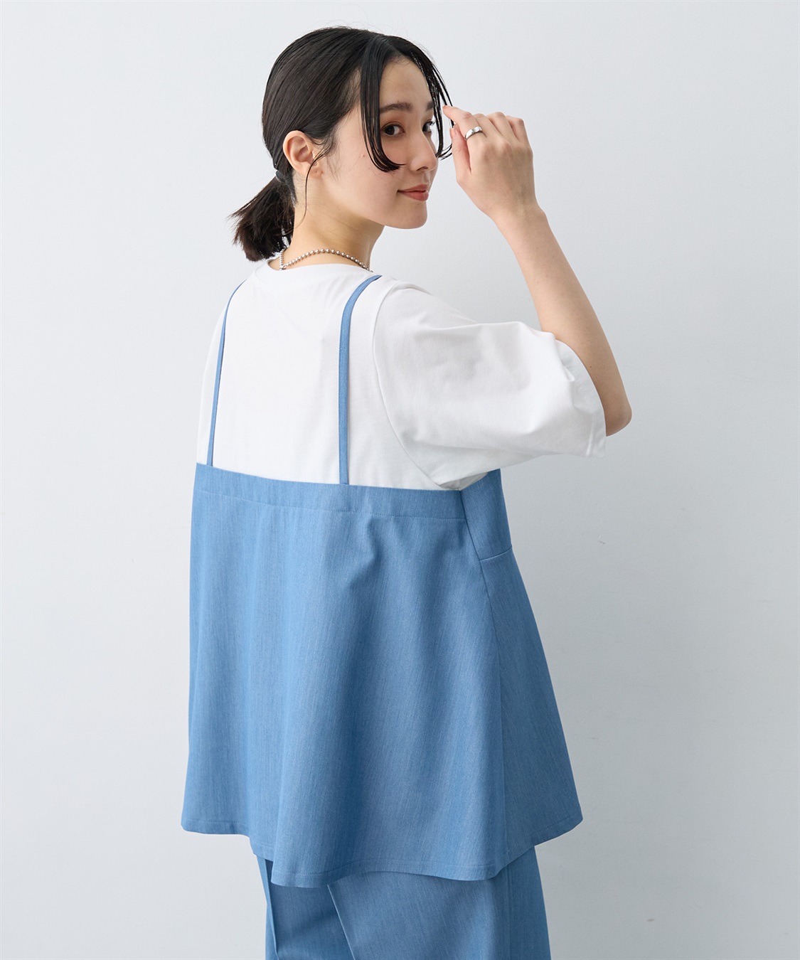 anyfee 【anyfee×HINAコラボ】デニムライクビスチェレイヤード風Tシャツ《大きいサイズ》_sub_12