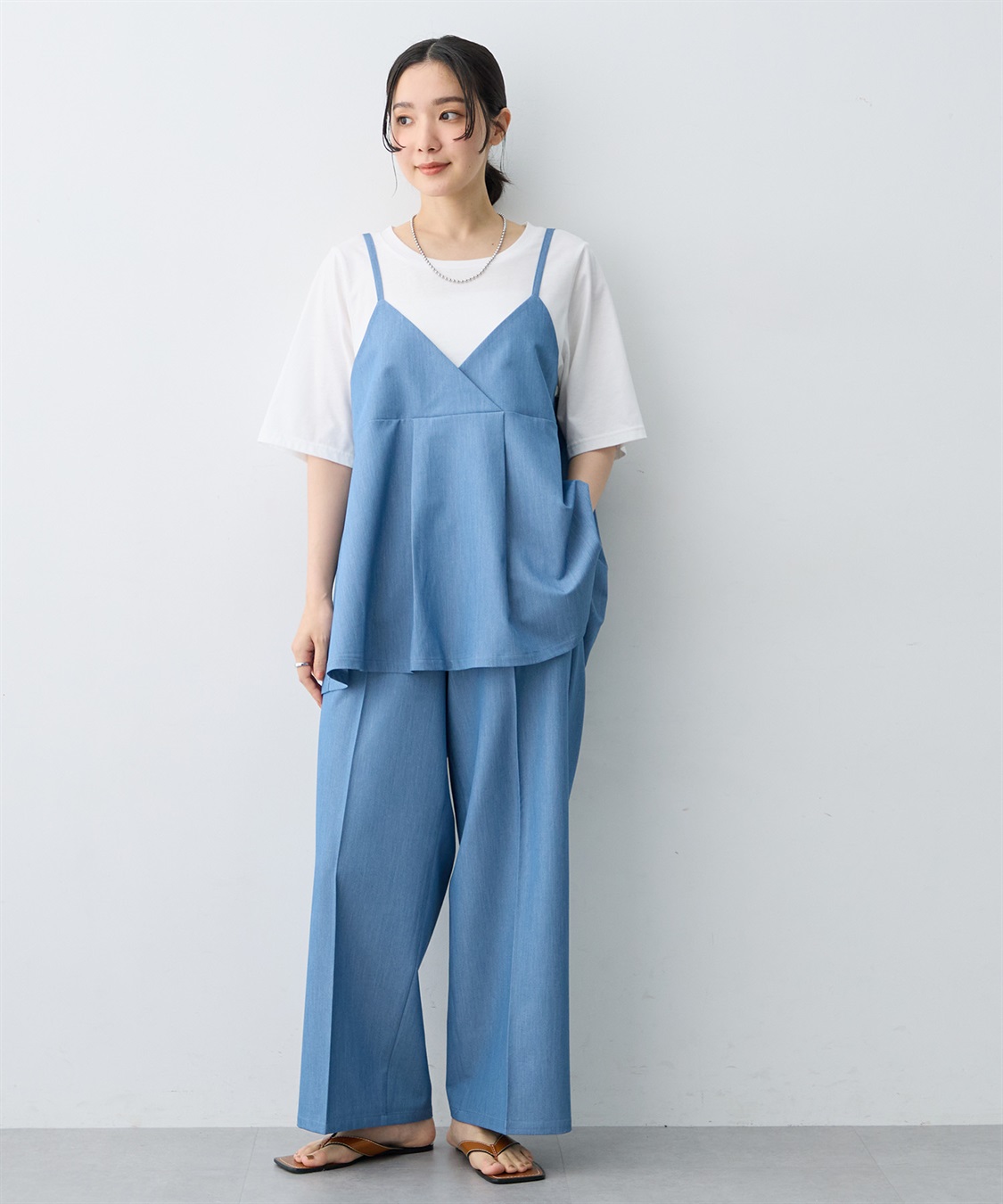 anyfee 【anyfee×HINAコラボ】デニムライクビスチェレイヤード風Tシャツ《大きいサイズ》_sub_14