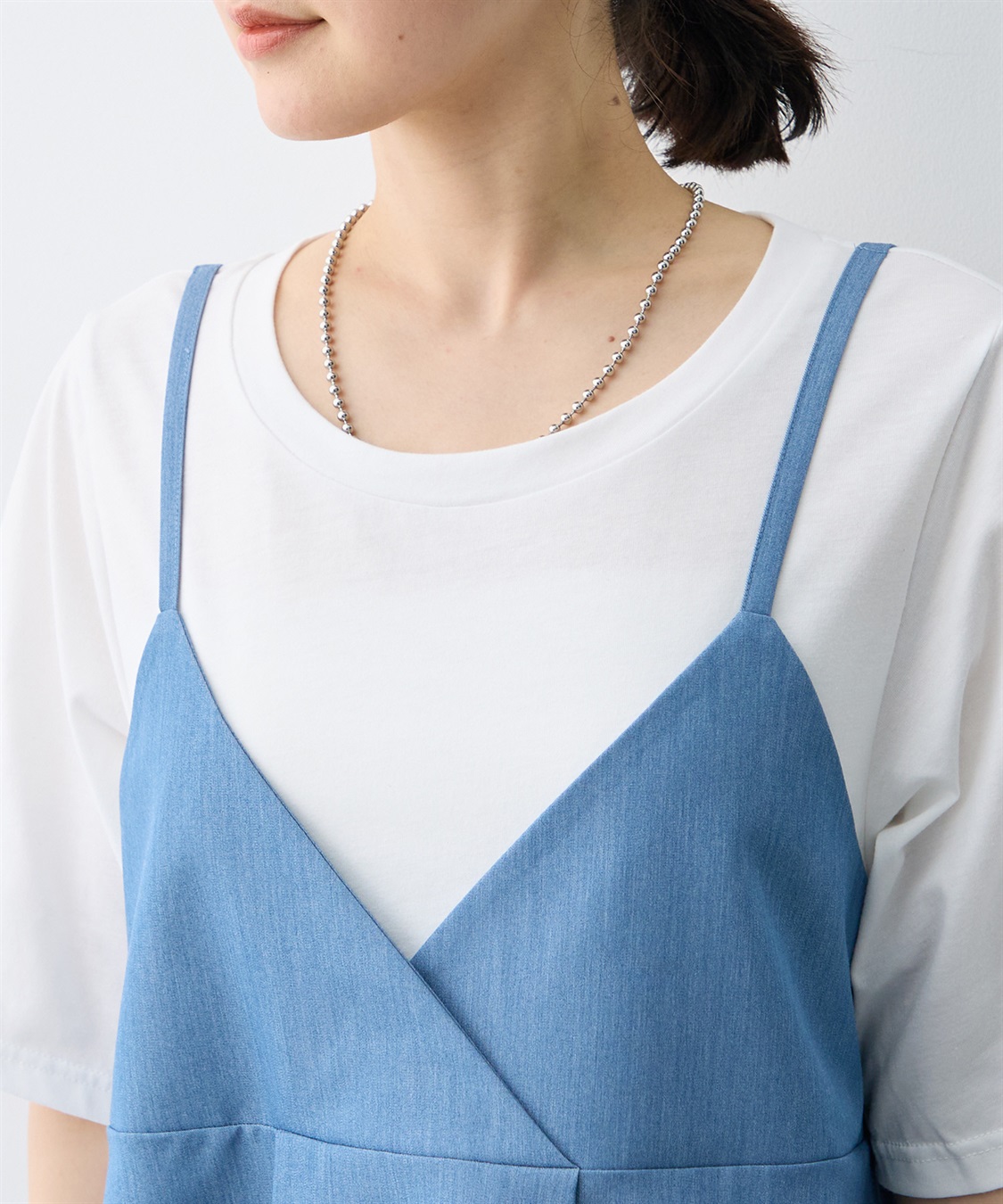 anyfee 【anyfee×HINAコラボ】デニムライクビスチェレイヤード風Tシャツ《大きいサイズ》_sub_25
