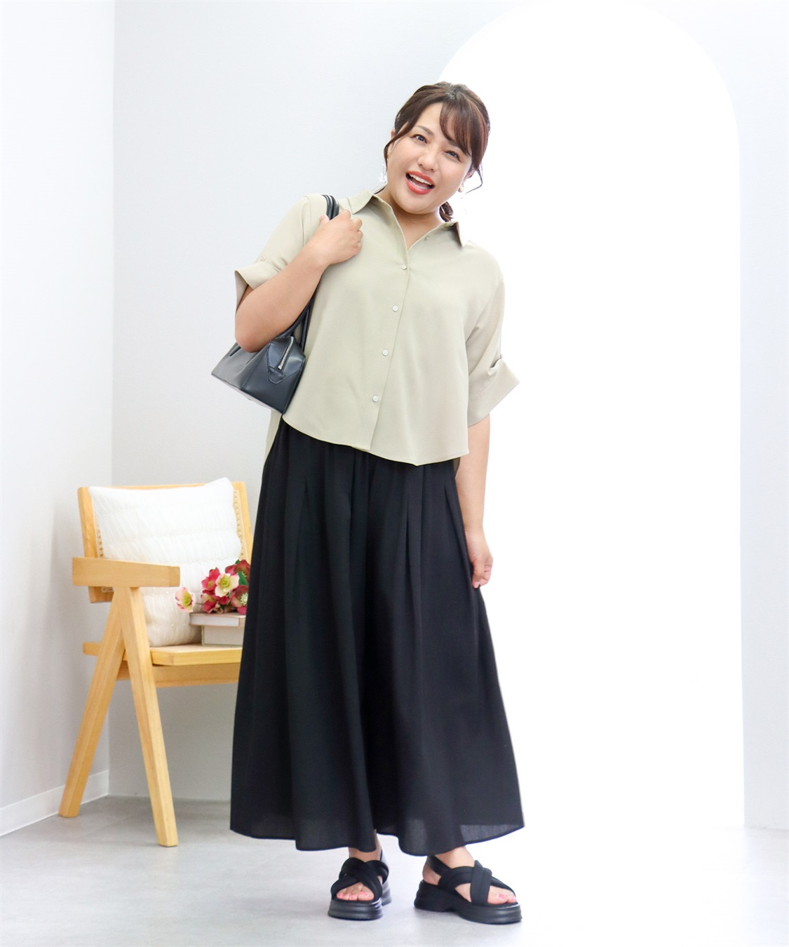 anyfee 【anyfee×HINAコラボ】サマラク2wayスリーブワイドシャツ《大きいサイズ》_sub_3