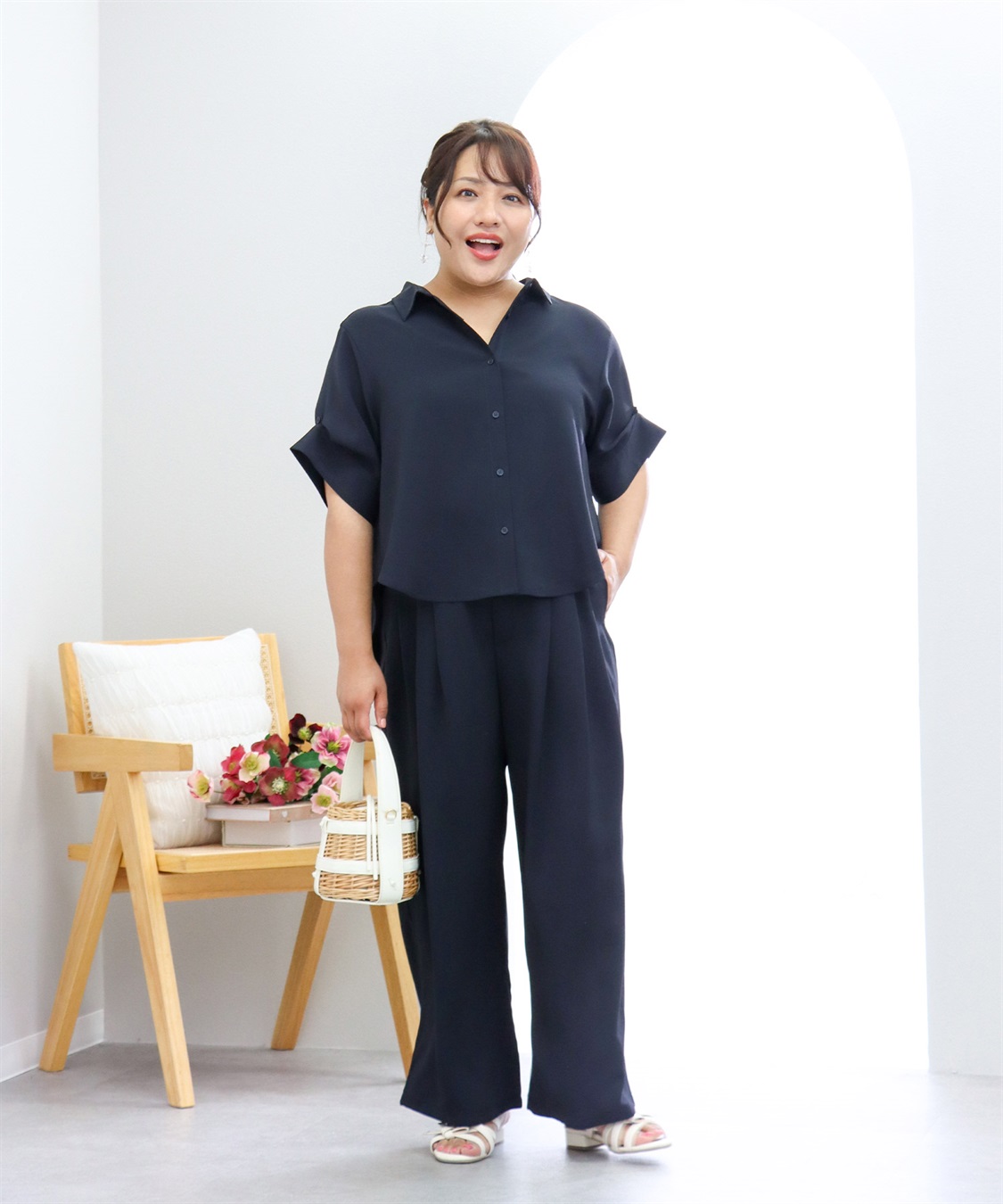 anyfee 【anyfee×HINAコラボ】サマラク2wayスリーブワイドシャツ《大きいサイズ》_sub_6