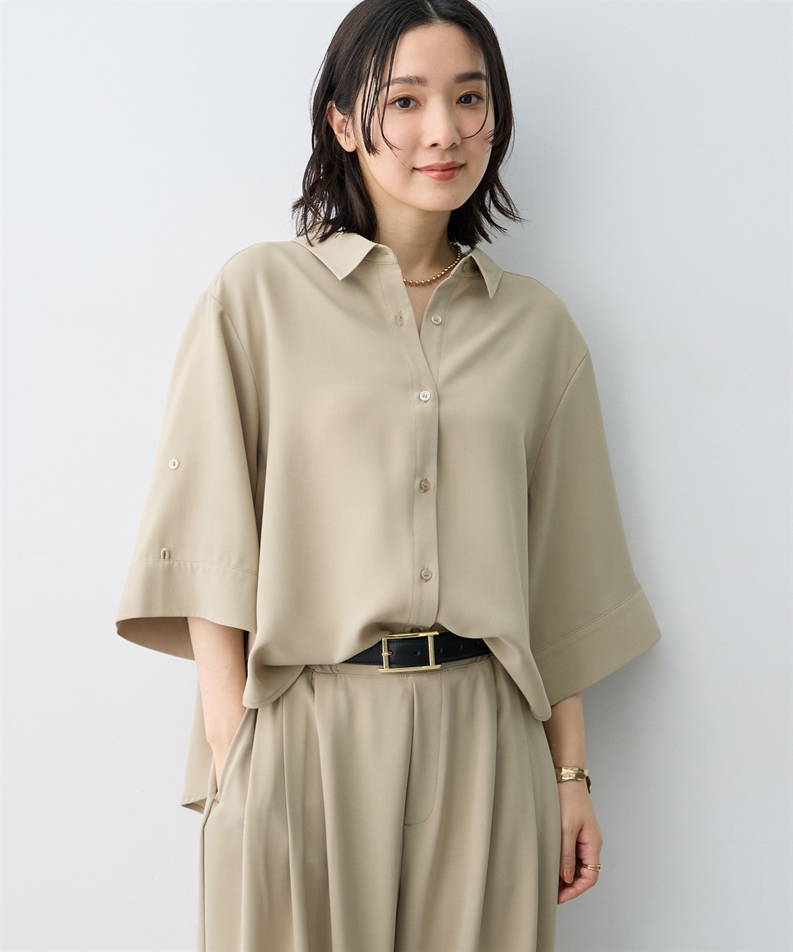 anyfee 【anyfee×HINAコラボ】サマラク2wayスリーブワイドシャツ《大きいサイズ》_sub_9