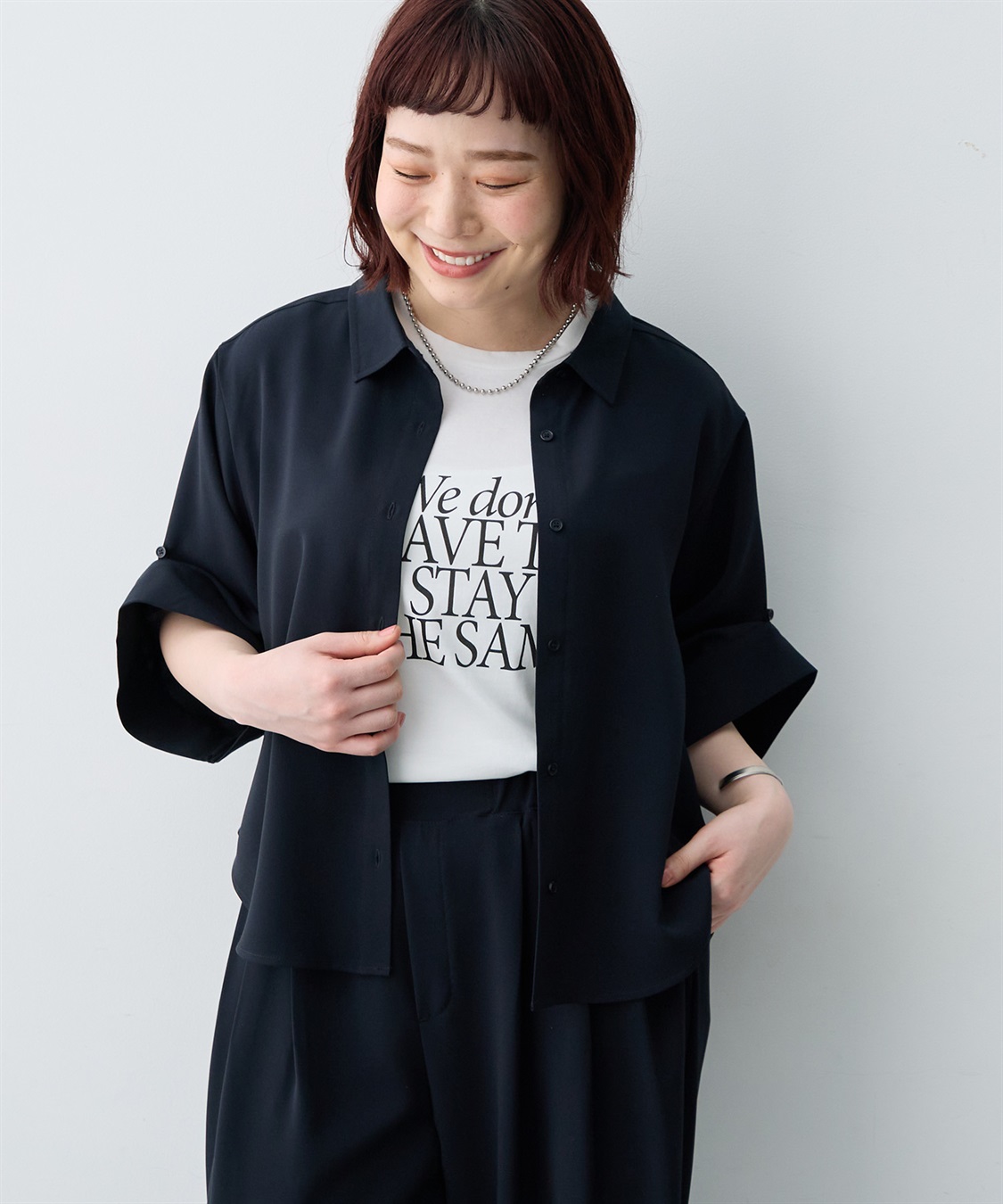 anyfee 【anyfee×HINAコラボ】サマラク2wayスリーブワイドシャツ《大きいサイズ》_sub_12