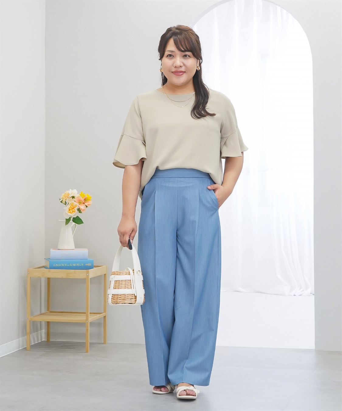 anyfee 【anyfee×HINAコラボ】サマラクすっきりフレアチューリップスリーブブラウス《大きいサイズ》_sub_1