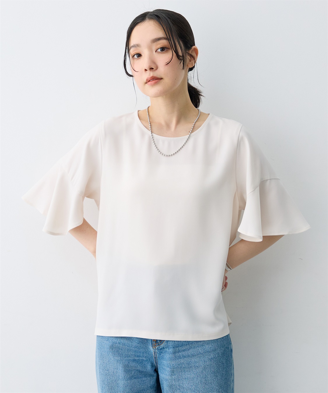 anyfee 【anyfee×HINAコラボ】サマラクすっきりフレアチューリップスリーブブラウス《大きいサイズ》_sub_8