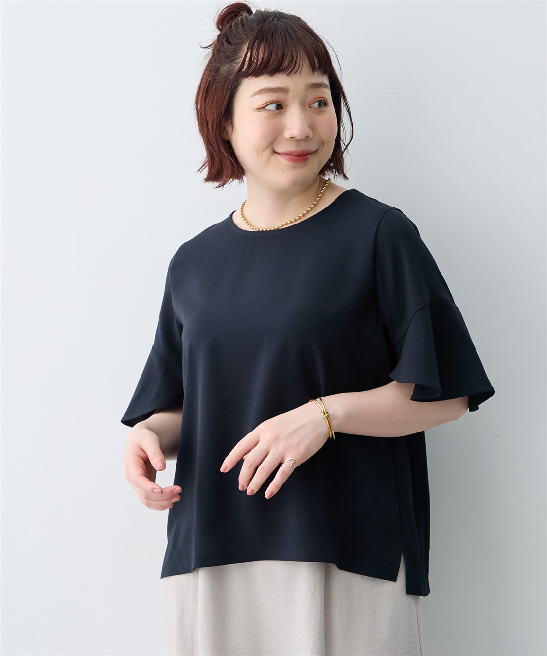 anyfee 【anyfee×HINAコラボ】サマラクすっきりフレアチューリップスリーブブラウス《大きいサイズ》_sub_10